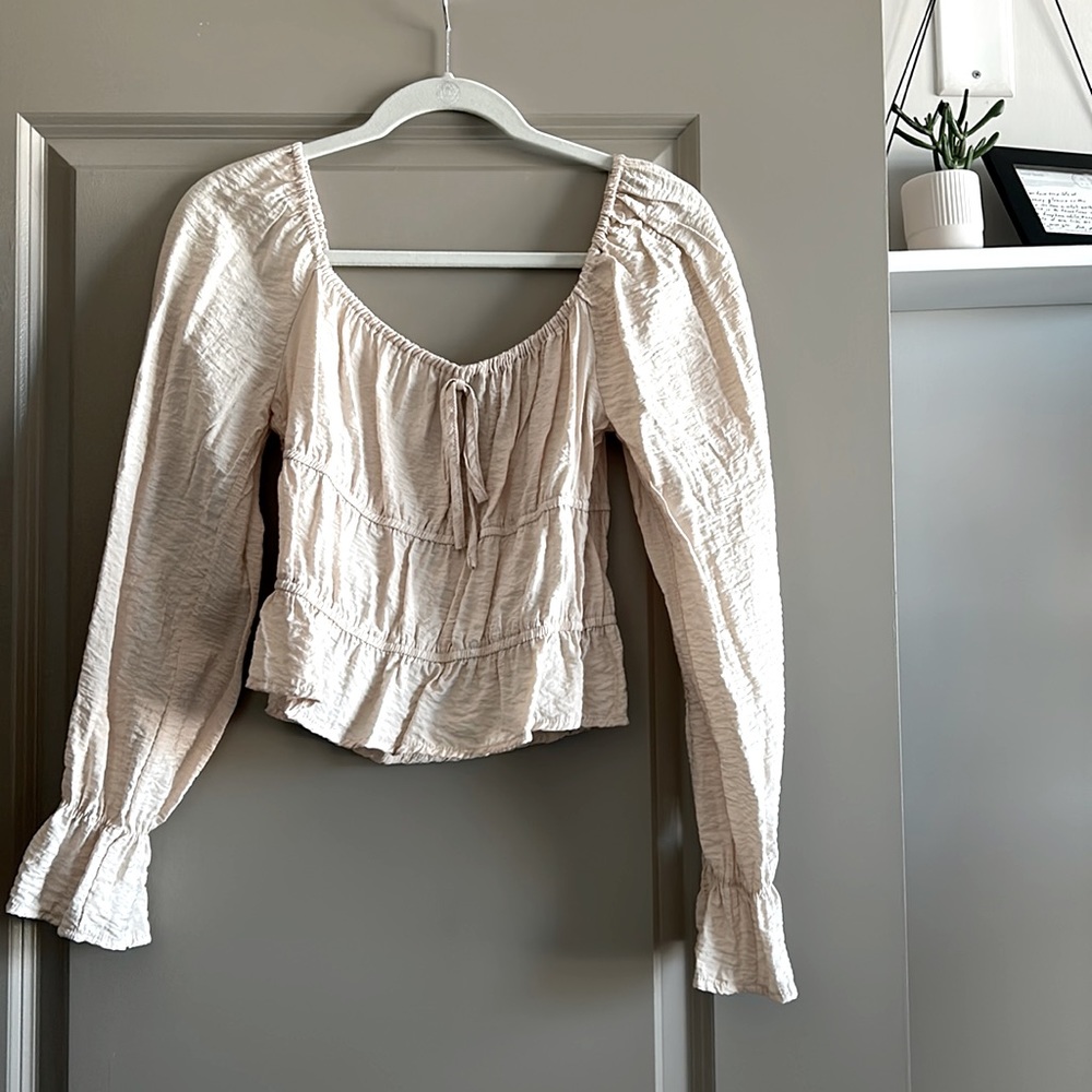 Cream Chiffon Cropped Blouse